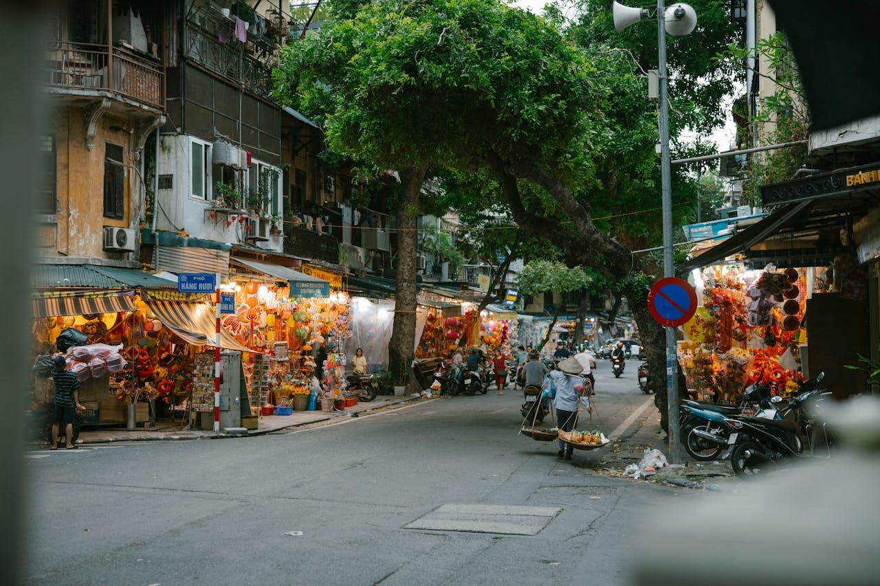 Person observing a commercial street before making a business location decision