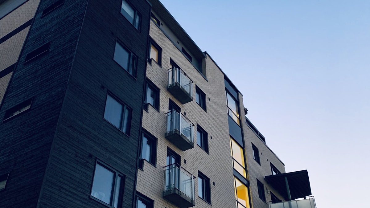 Residential apartment neighborhood with street-level retail shops
