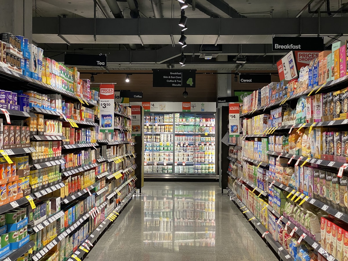 Eco-friendly refill store interior with glass jars and sustainable products